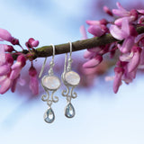 Sterling Silver Moonstone & Blue Topaz Earrings