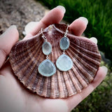 Sterling Silver Sea Foam Green Drop Chalcedony Earrings