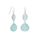 Sterling Silver Sea Foam Green Drop Chalcedony Earrings